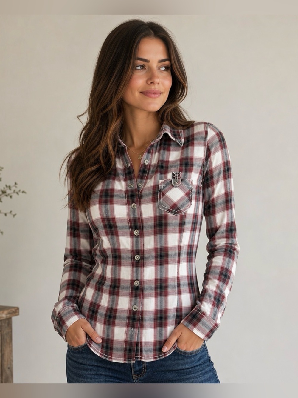 Guess Los Angeles plaid Shirt Women's Sz S
Embroidered Back Western Snap Cowgirl